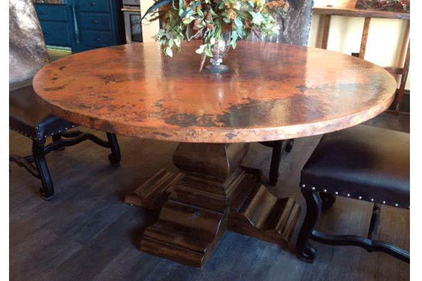 Copper round deals dining table