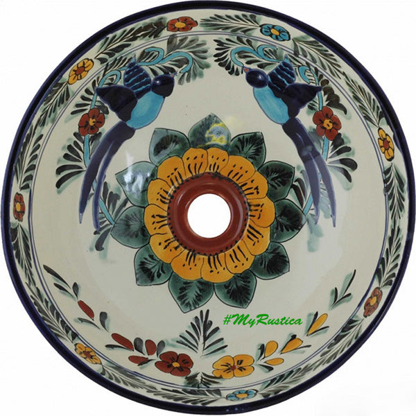 Mexican round talavera bathroom sink 