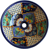 cobalt European round talavera bathroom sink