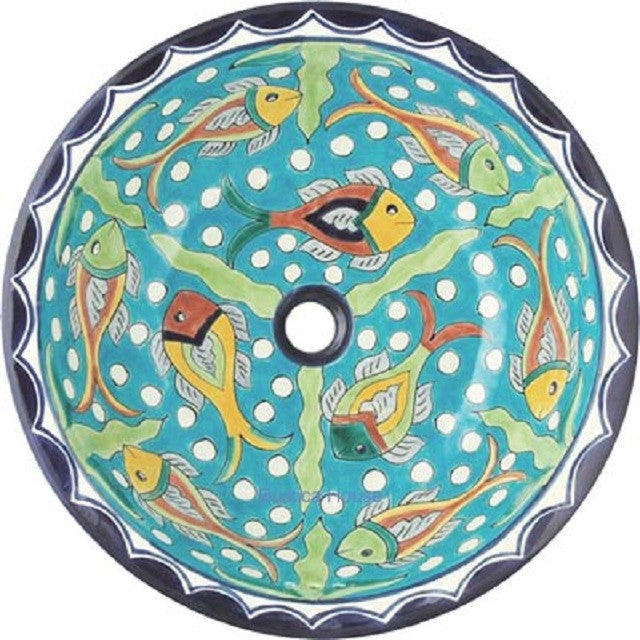 turquoise round talavera bathroom sink