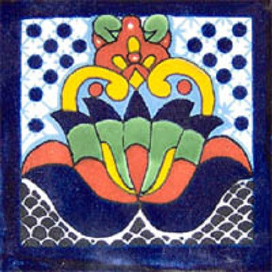 blue yellow mexican ceramic tile