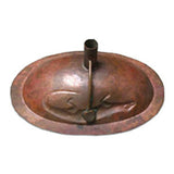 over flow copper fixture option for a round bathroom sink