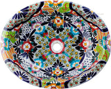 French cobalt green talavera bathroom sink