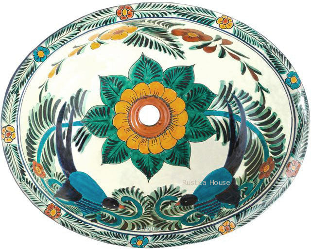 green blue talavera bathroom sink