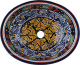 old European yellow green talavera bathroom sink