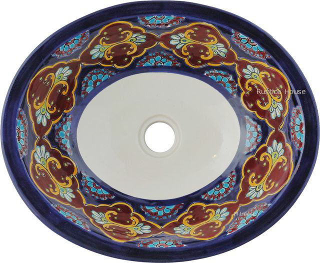 old world cobalt terra cotta talavera bathroom sink