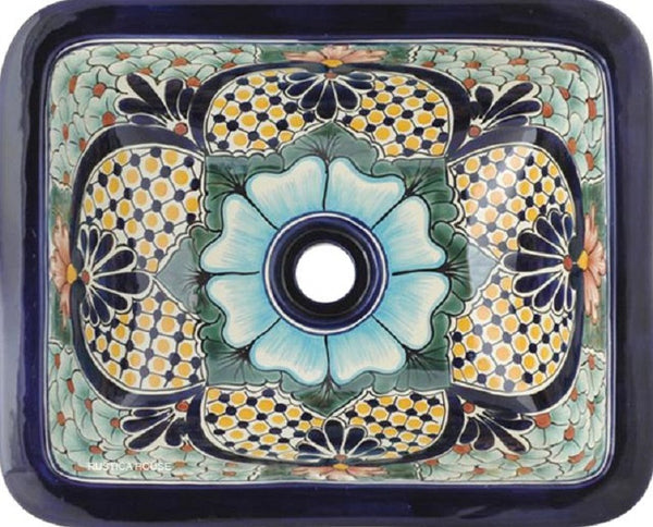 old European rectangular talavera sink