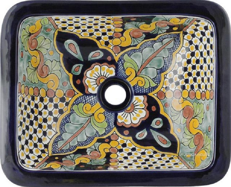 old world rectangular talavera sink