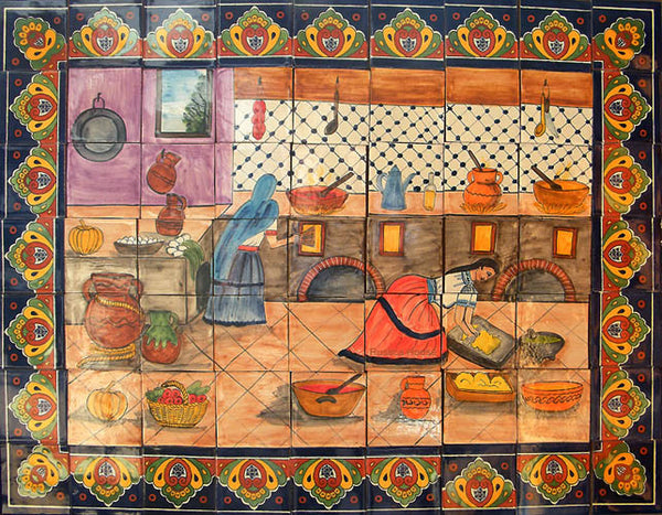 European ceramic tile mural